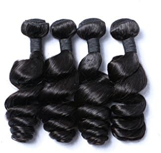 Virgin Hair Factory 7a Brazilian Remy Hair Loose Wave 4 bundles 10 10 10 10 inches Unprocessed Human Hair Weave Natural Black Color Tangle Free