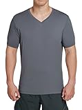 Worboo Tee Ultra Soft Organic Bamboo - Men's V Neck Undershirts (Medium, Dark gray)
