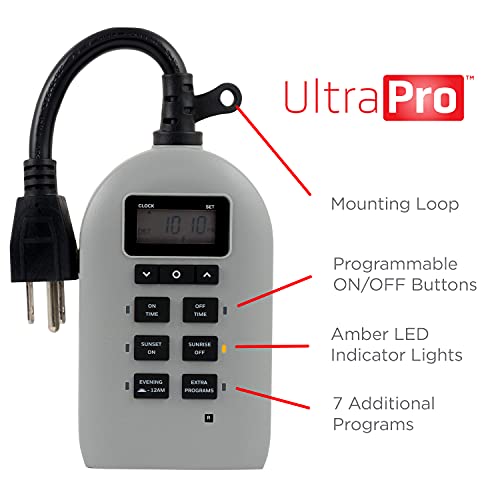 UltraPro Daysmart 7Day Digital Timer, Plugin, 2 Grounded Outlets