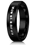 Jstyle 8mm Titanium Rings for Men Wedding Engagement Band Black CZ Cool Size 7-14