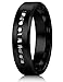 Jstyle 8mm Titanium Rings for Men Wedding Engagement Band Black CZ Cool Size 7-14