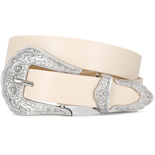 Women’s Leather Western Belt Floral Design for Jeans and Pants Wojgzon Western PU Leather Cowboy Cowgirl Belt for Men  main image 3