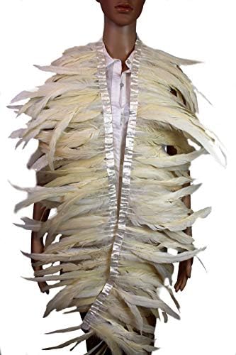 7 Color 2 Yard Long,10-12 inch Height Rooster Coque Feather Fringe Trim, for Skirt Dress Costume Roster Feather Trim (White)