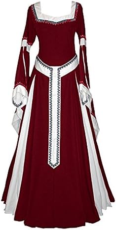 chimikeey Womens Medieval Dress Renaissance Costumes Irish Over Long Dress Cosplay Retro Gown