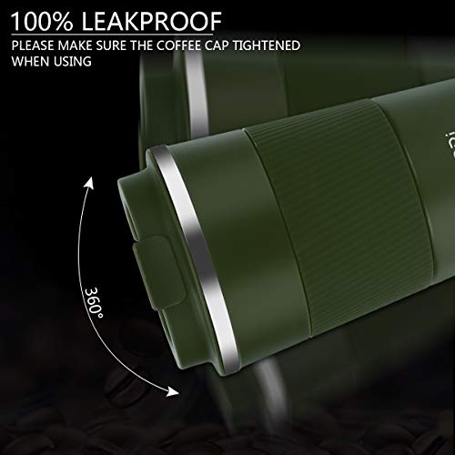 CS COSDDI Thermobecher- Isolierbecher, Edelstahl Travel Mug, 13oz/380ml Vakuum auslaufsicher Reisebecher mit Deckel, Autobecher, doppelwandig isoliert für, Wasser und Tee, Kaffee-to-go Becher – Bild 4