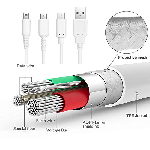 Multi Charger Cable 6ft MXRS 3 in 1 Multiple USB Charging Cord Suitable for Nintendo Switch/Nintendo New 2DS XL/ 3DS XL/ 2DS/ 3DS/ DSi/DSi XLL/Nintendo Ds Lite(Charging Only)