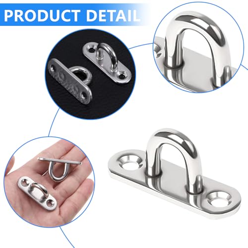 TTYSHIP 20pcs Stainless Steel Eye Plates, M5 Stainless Steel Eyelet Plate with 40 Screws for Hanging Objects, Boat Accessories