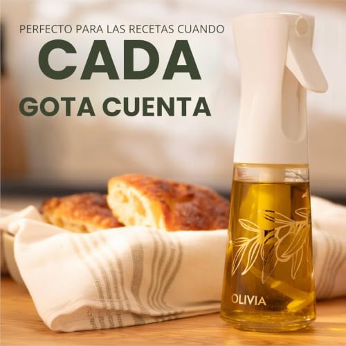 FLAIROSOL OLIVIA Oil Sprayer for Cooking, 200ml Glass Olive Oil Sprayer, Continuous Oil Sprayer Bottle with Portion Control, Barbecue (Golden Leaves)