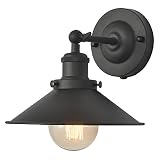 XIDING Premium Retro Industrial Edison Simplicity Metal Wall Sconce Light Fixture,Upgrade Black Finish Shade Vintage Swing Arm Wall Lamp, E26 Base, 1 Light.