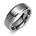 Beveled Edge Center Brushed Finish 8mm Comfort Fit Mens Tungsten Carbide Wedding...