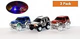Light Up Replacement Track Race Car Toy | Racing Jeeps (3-Pack) with 3 LED Lights | For Independant and Track Play | Track Accessories Compatible with Most Tracks for Boys and Girls