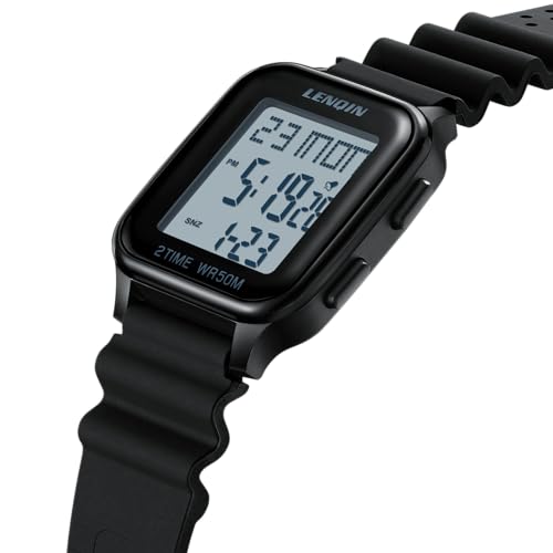 LN LENQIN Mens Digital Watch Ultra Thin Minimalist Sports Waterproof Digital Watches Men Outdoor Wrist Watch for Men with LED Backlight Timer Alarm Date