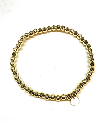 Italian 6.1mm Silver Bead Stretch Bracelet Made In Italy By: EZ Creations (Yellow-4mm)