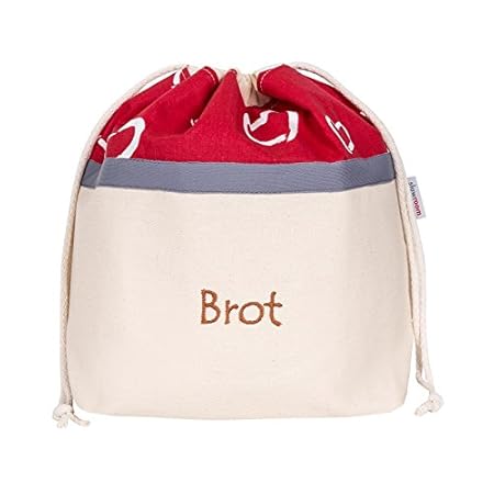Brottasche aus Baumwolle, 3 in 1, fürs Frischhalten+Servieren+Einkaufen, atmungsaktiv und dekorativ, Modell Herzen, 32 x 35 c