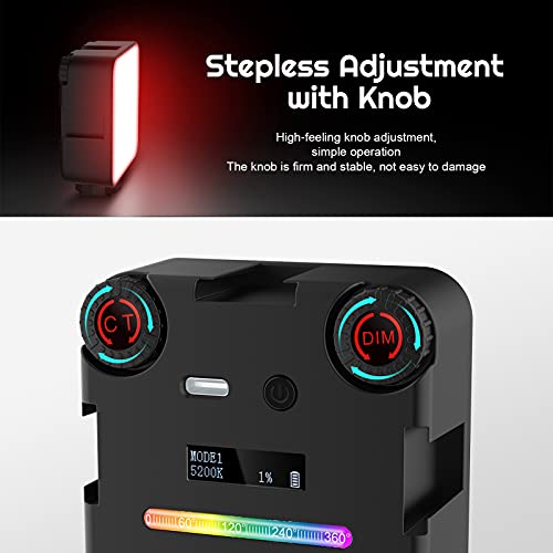Weilisi Camera Light with Breathing Light Mode,2500mAh RGB Video Light with Action Camera Mount,Light for Camera with Hot Shoe Mount,Stepless Dimming,Powerful Magnetic,OLED Display