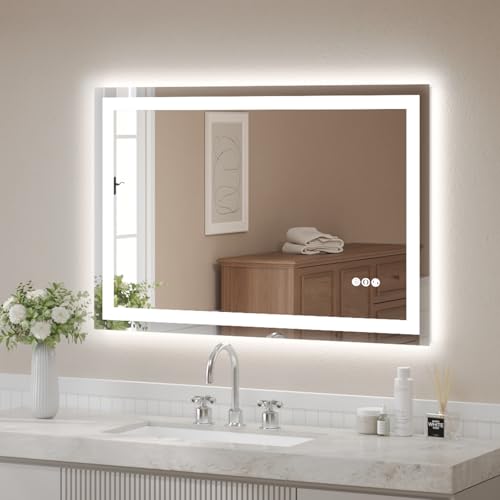 USHOWER LED Bathroom Mirror Inch Tempered Glass