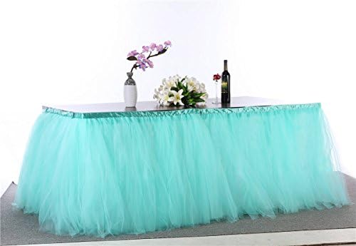 HBB Handmade Tutu Tulle Table Skirt for Birthday Party, Wedding, Party &amp; Home Decoration - SZ 3FT L x29"H, Beautiful Party Centerpiece &amp; Home Decoration! (1 yad, Teal)