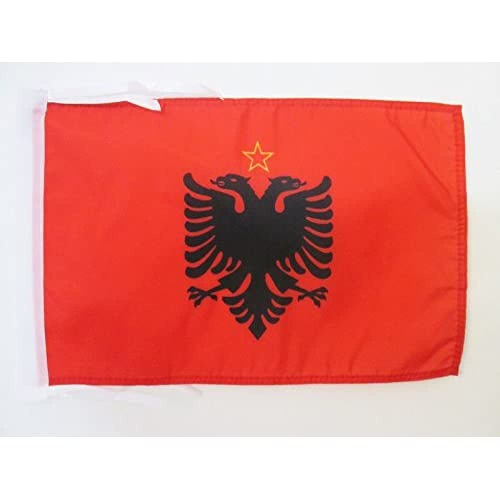 AZ FLAG - People's Socialist Republic of Albania 1946-1992 Flag - 18'' x 12'' - 100% Polyester albanian Small Banner with Two Cords - Fade Resistant - Vivid Colors - 18x12 in - 45x30 Cm