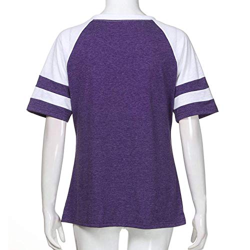 Orangeskycn Pullover Sweaters for Women, Fashion Ladies Long Sleeve T Shirt Clothes Splice Blouse Tops (z Purple, M)