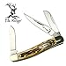 Elk Ridge - Outdoors Manual Folding Knife - Gentleman's Knife - Stockman Knife - 3.5-in Closed, 2.75-in Stainless Steel Blades, Faux Stag Handle - EDC - ER-323I