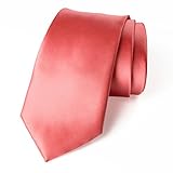 Spring Notion Men's Solid Color Satin Microfiber Tie, Regular Coral