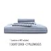 Wake In Cloud - Striped Cotton Duvet Cover Set, 100% Washed Cotton Textured Percale Bedding Set, Ticking Stripe Pinstripe Farmhouse, 3 Pieces, Denim Blue, King Size