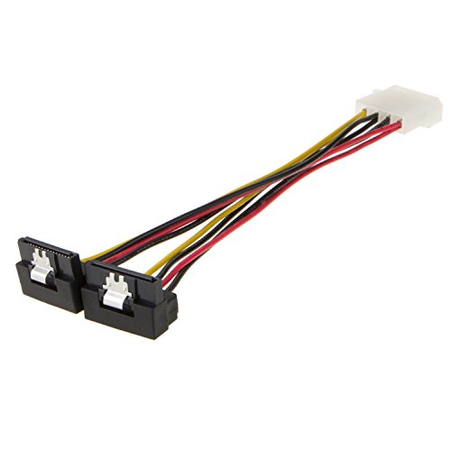 Molex to SATA, CableCreation [2-PACK] 6-Inch Molex 4 Pin to 2 x SATA 15 Pin Down Angle Female Power Cable
