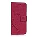 Galaxy S6 Edge Case - Mavis's Diary Premium Wallet Embossed Floral PU Leather Magnetic Flip Folio Cover for Samsung Galaxy S6 Edge with Card Holders Hand Strap & Crystal Stylus & Dust Plug (Hot Pink)