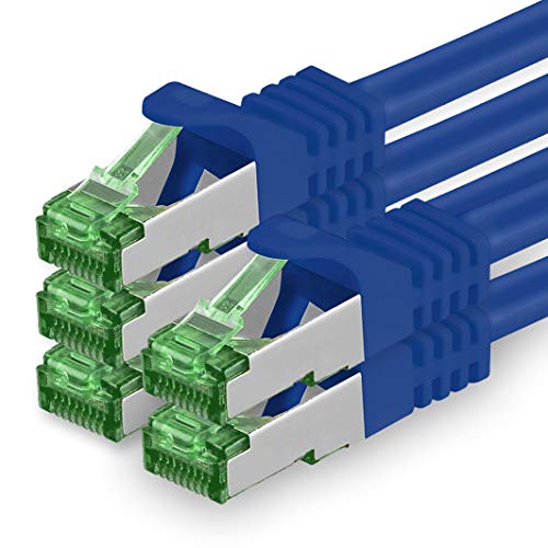 1aTTack.de 5 M Cat.7 Netzwerk-Kabel 5 Stück Cat7 Patch-Kabel Lan-Kabel Ethernet RJ45 10 Gbit/s (Alle Internetgeschwindigkeiten) Blau 5 Meter