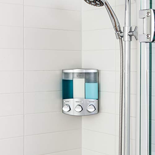 Better Living Products 76334 Euro Series TRIO 3-Chamber Soap and Shower Dispenser, Satin Silver - Thumbnail 3