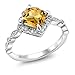Gem Stone King 1.74 Cttw Yellow Citrine and White Moissanite Solitaire Ring For Women | 925 Sterling Silver | Cushion Cut 7MM | Gemstone Birthstone | Available In Size 5, 6, 7, 8, 9