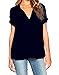 Generic Womens Plain Short Sleeve V-neck Chiffon Top Tee Blouse