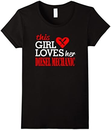 Womens Girl Woman T-Shirt Mechanic Job Diesel Car Shirt Medium Black