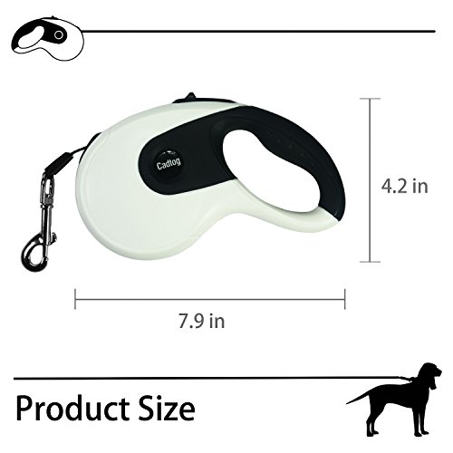Cadtog Retractable Dog Leash,16 ft Dog Walking Leash for Medium Large Dogs up to 110lbs,One Button Break & Lock, Dog Waste Dispenser and Bags included (Black&White)