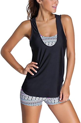 Haogo Womens 3 Pieces Tankini Swimsuit Set with Boyshort