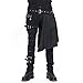 Devil Fashion Men Trouers with Kilt Holes Gothic Detachable Slim Casual Pants (L) Black