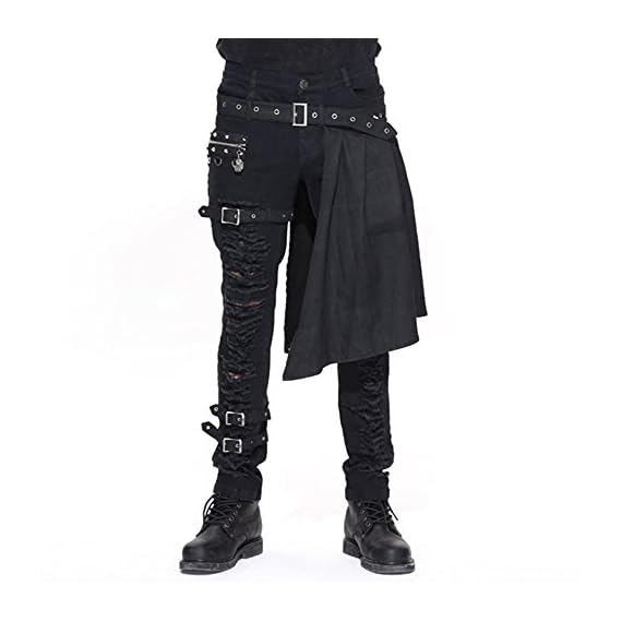 Devil-Fashion-Men-Trouers-with-kilt-Holes-Gothic-Detachable-Slim-Casual-Pants-XL