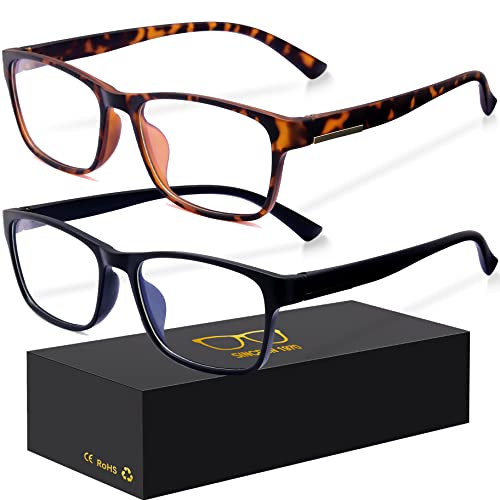 VIYSIOO 2pack Blue Light Blocking Glasses-Anti Eyestrain & UV Glare,computer glasses for Women or Men with 2 Leather Case (black+leopard)