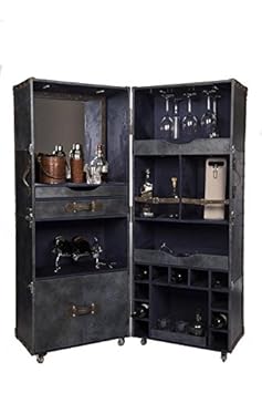 Home Decor genuine leather Stylish Bar Cabinet With Wine Glass Storage. Movable bar unit with wheels