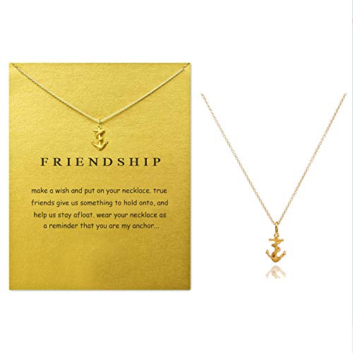 Clavicle Necklace with Blessing Gift Card, Small Dainty Gold Anchor with Rope Pendant Chain, Classy Costume Choker Jewelry Favors - Thumbnail 7