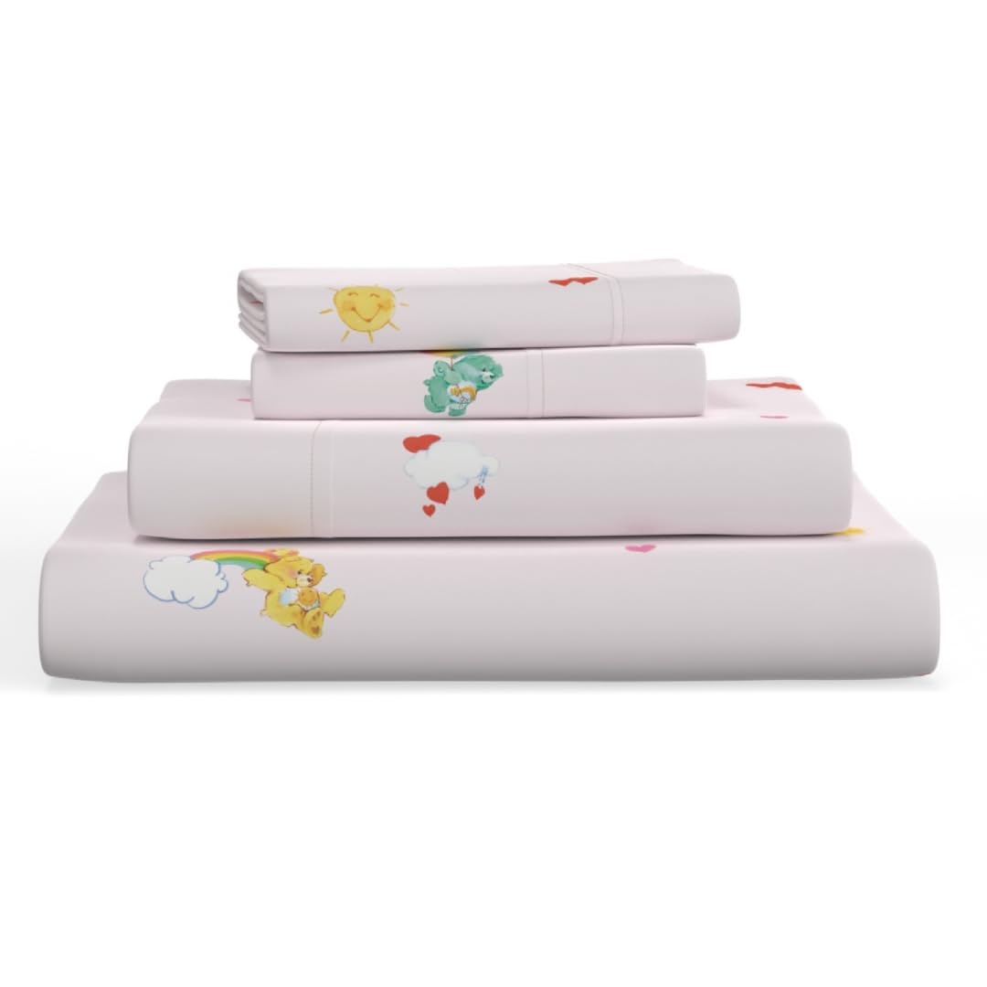 Collectibles Care Bears Bedding Super Soft Cotton Sheet Set, 3 Piece Twin XL, College Dorm Essentials (Officially Licensed Product) by Franco Image