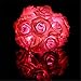 NYKKOLA 20 LED Battery Operated String Flower Rose Fairy Light Wedding Room Garden Christmass Decor (Pink)