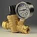 RV Rhodes Water Pressure Regulator Valve, Brass Lead-Free Adjustable Water Pressure Reducer with Gauge for RV Camper, Includes Inlet Screened Filter