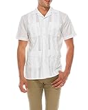TrueM Men's Short Sleeve Cuban Guayabera Shirts (XL, White)