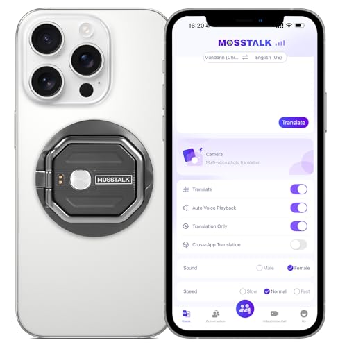 MOSSTALK Portable Translator, AI-Powered Real-Time Translation, Supports 140+ Languages, Simultaneous Translation, 1v1 Communication, Perfect for Travel & Business