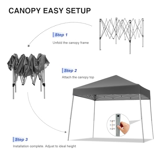 GREZONE 10x10 FT Pop Up Canopy Tent with Slant Legs, Portable Instant Shelter for Outdoor Events image 20