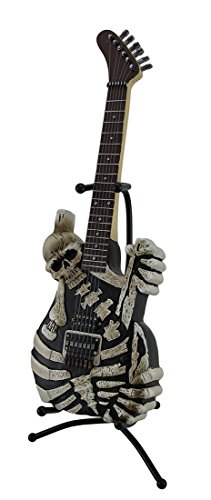 Zeckos Soul Eater Electric Skeleton Guitar Statue Coin Bank with Stand