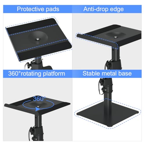 suptek SDM001T 2 Pack Stand-alone Speaker Stand, Adjustable Height and Tilt, Universal Audio Stand for Computer and Library, High Sound, Black