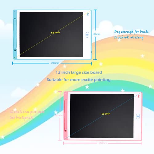 LCD Writing Tablet Kids Doodle Board 12 Inch Erasable Drawing Pads, Color Screen Writing Pads Kids Adult Education Birthday Gift for 3~6 Years Toddler (Pink)