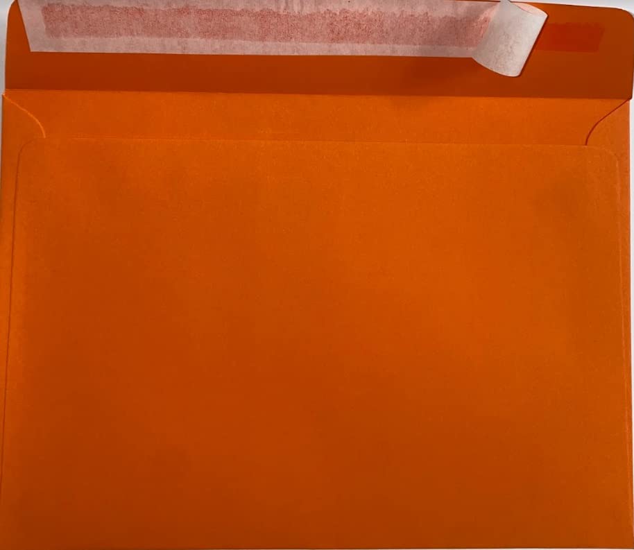 C5 Coloured Envelopes for A5 Greeting Cards Peel and Seal Wallet Envelopes Wedding Invitation Crafts Office 162x229mm- Pack of 10 envelopes (Orange P&S)